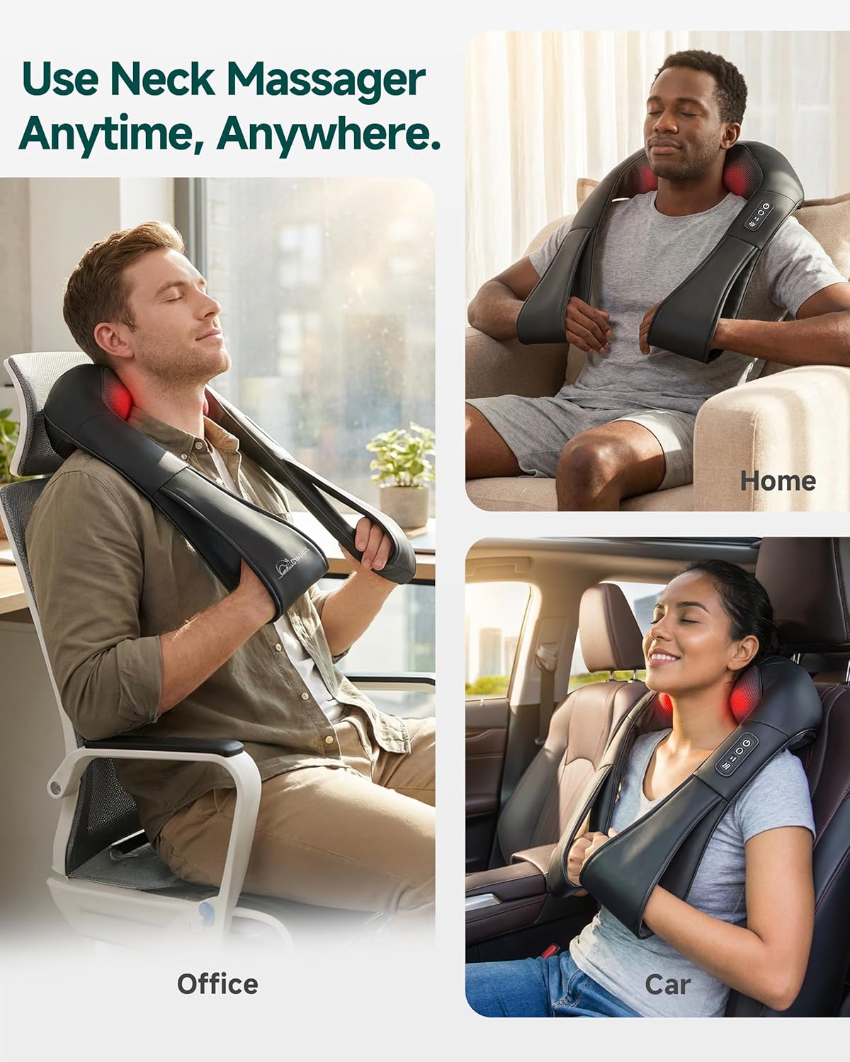 Snailax Shiatsu Neck and Shoulder Massager - Back Massager with Heat, Deep Kneading Electric Massage Pillow for Neck, Back, Shoulder,Foot,Body