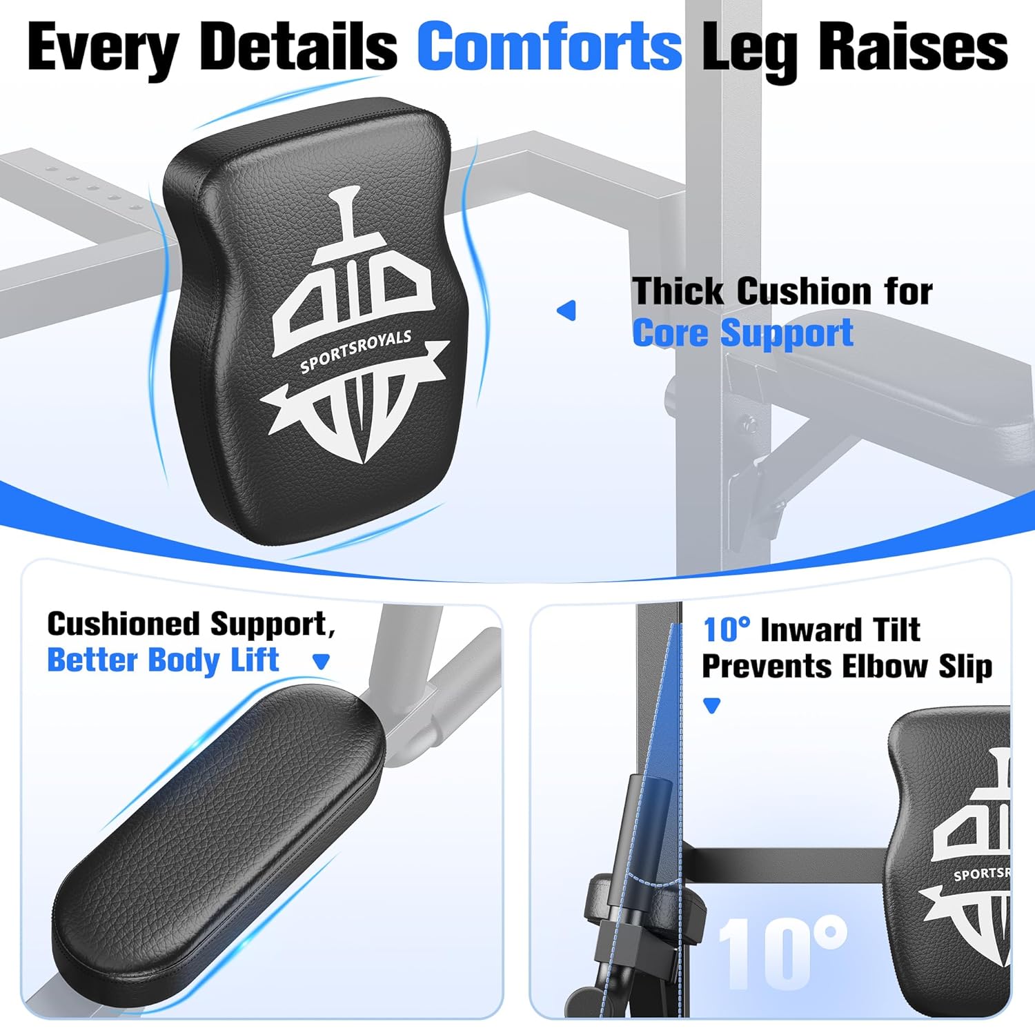 Sportsroyals Power Tower Pull Up Bar Station, 450LBS Stable Pull Up Dip Station for Home Gym Strength Training Equipment